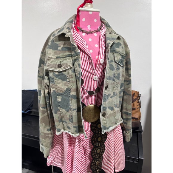 Women's Free People Jacket Green Camo M - Picture 2 of 6